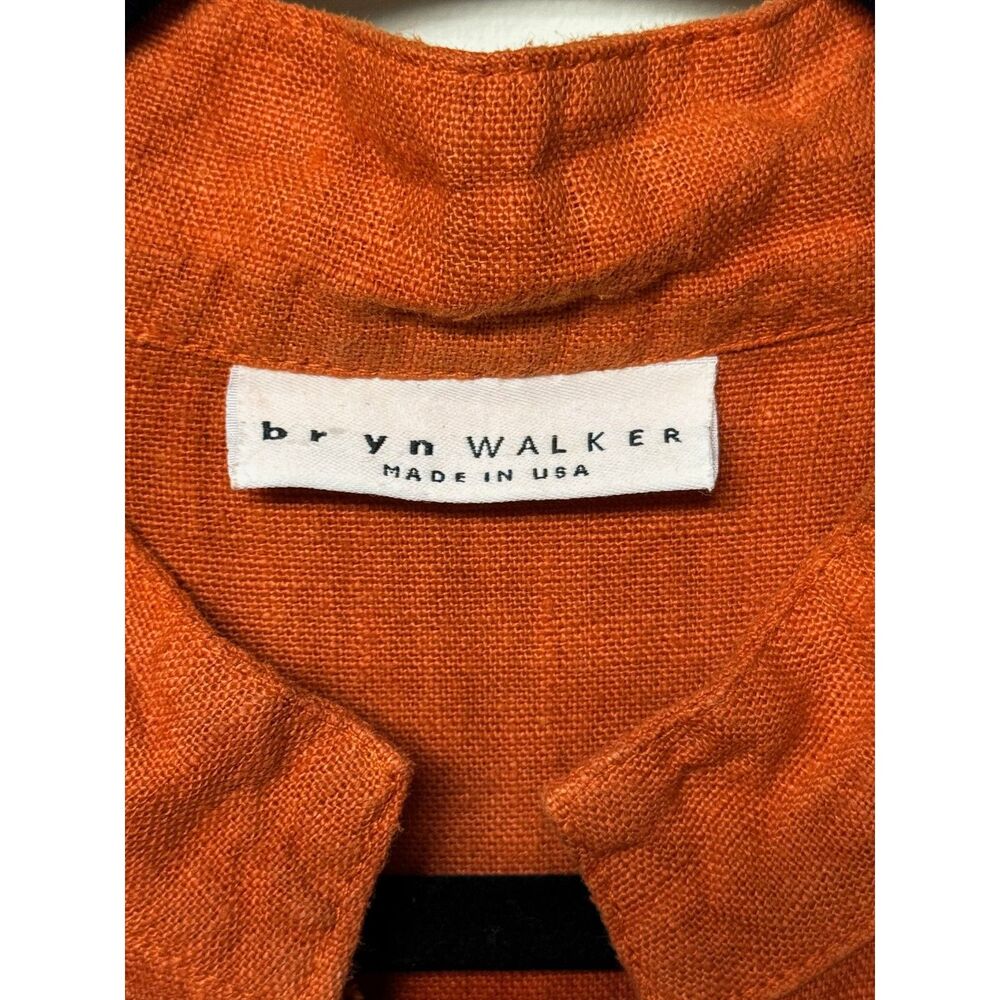 BRYN WALKER 100% Linen Rust Shirt Dress Pockets Lagenlook, Sz M - Picture 7 of 10